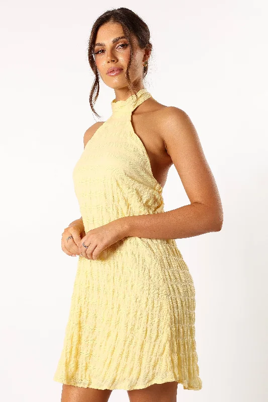 Lillith Halterneck Mini Dress - Yellow