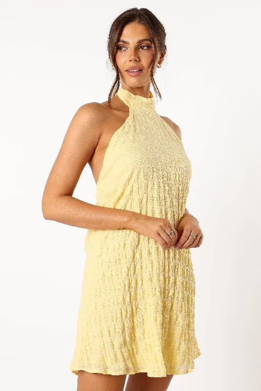 Lillith Halterneck Mini Dress - Yellow