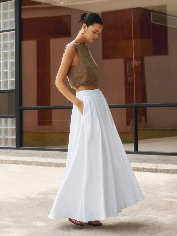 Linen Pleated Maxi Skirt