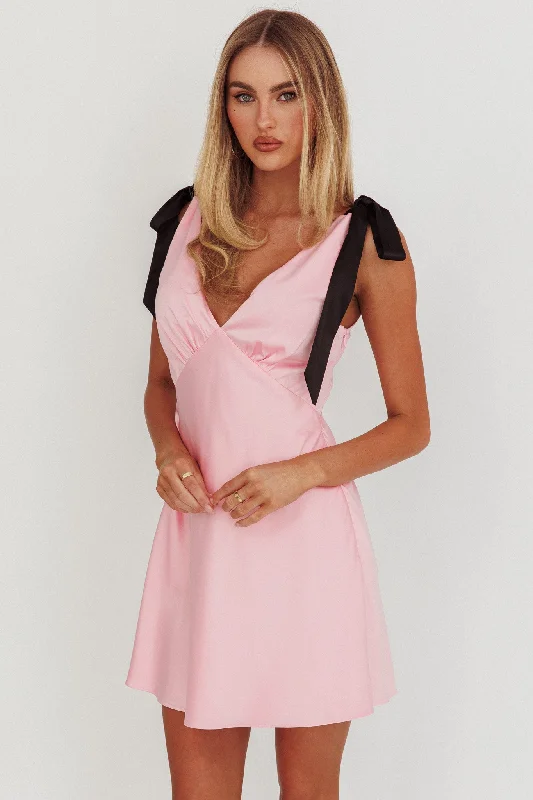 New York Minute Tied Shoulders Mini Dress Pink